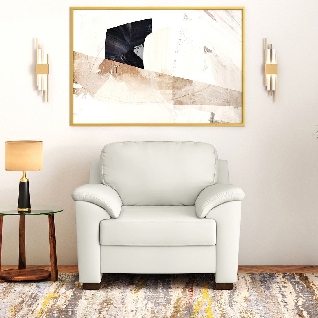 Farina 1 Seater Premium Italian Leather Sofa In Polaris