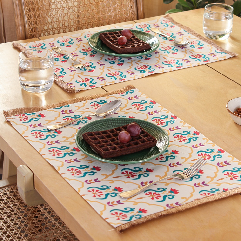 Pushp Set Of 2 Placemats With White Colour