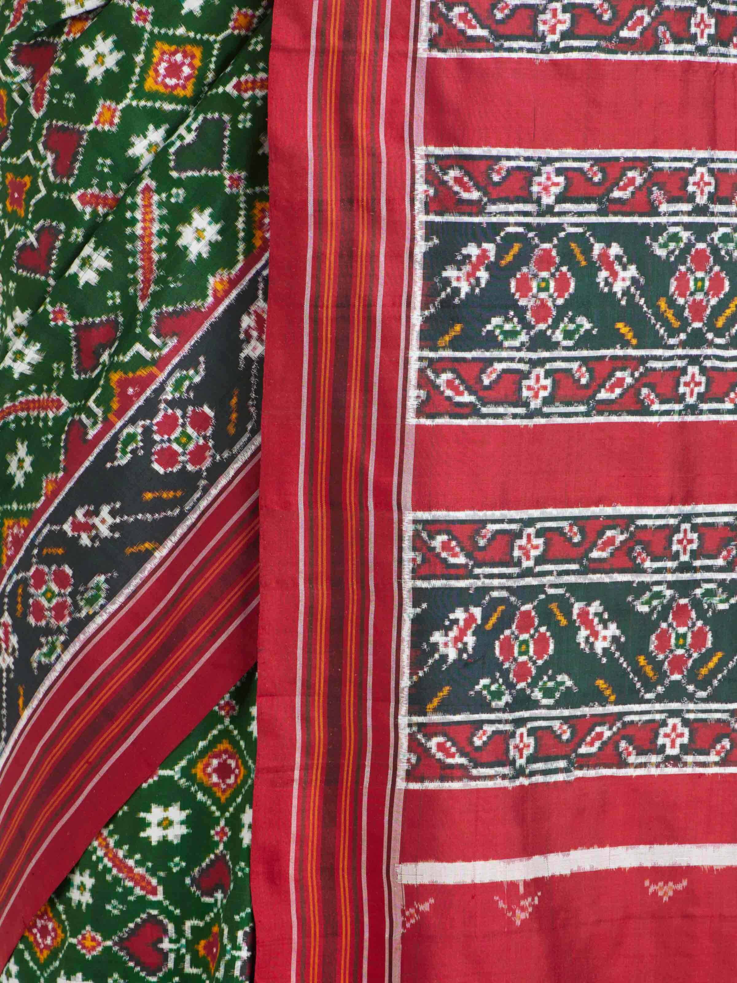 Green Double Ikat Silk Saree
