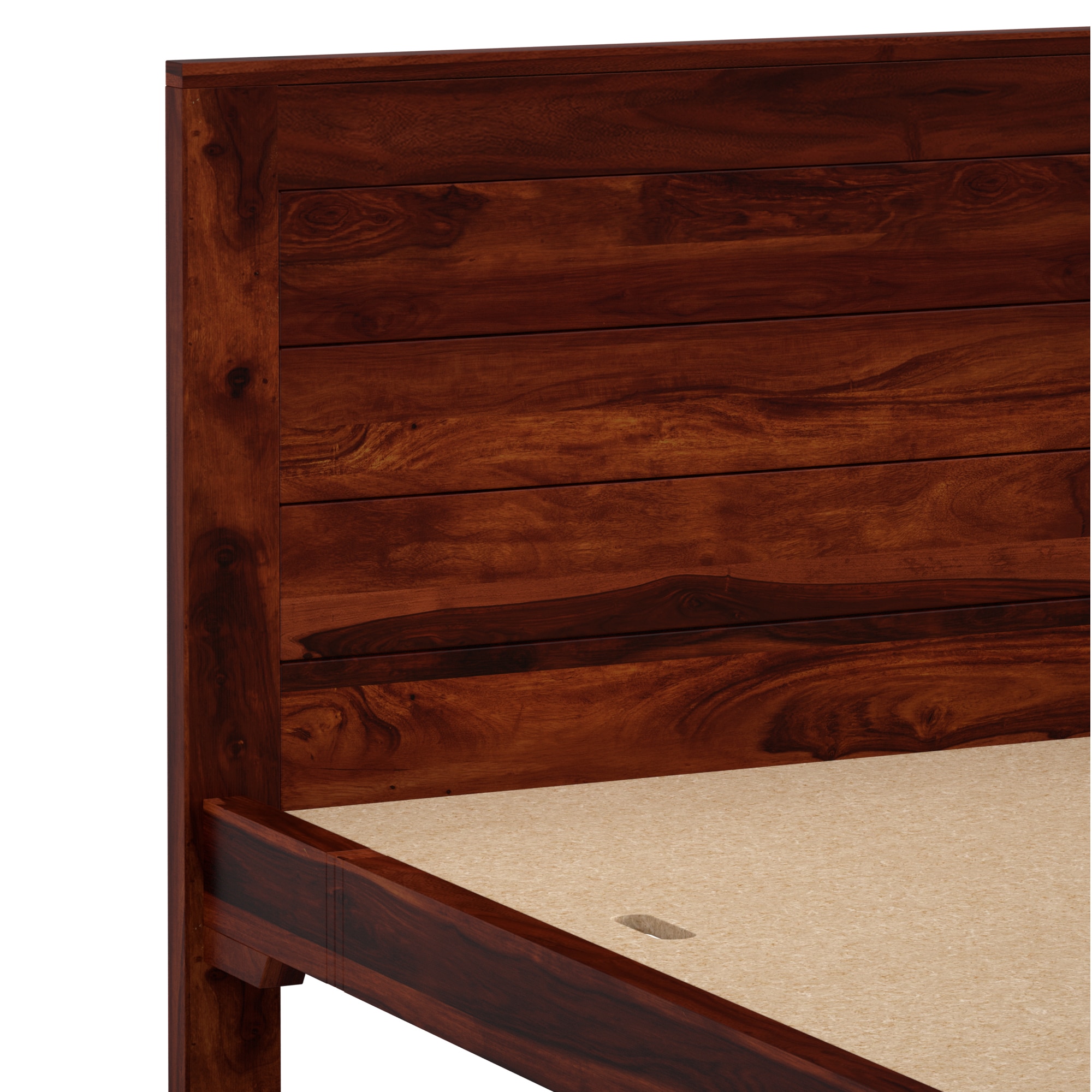 Finn Solid Wood King Size Non Storage Bed In Honey Oak Finish