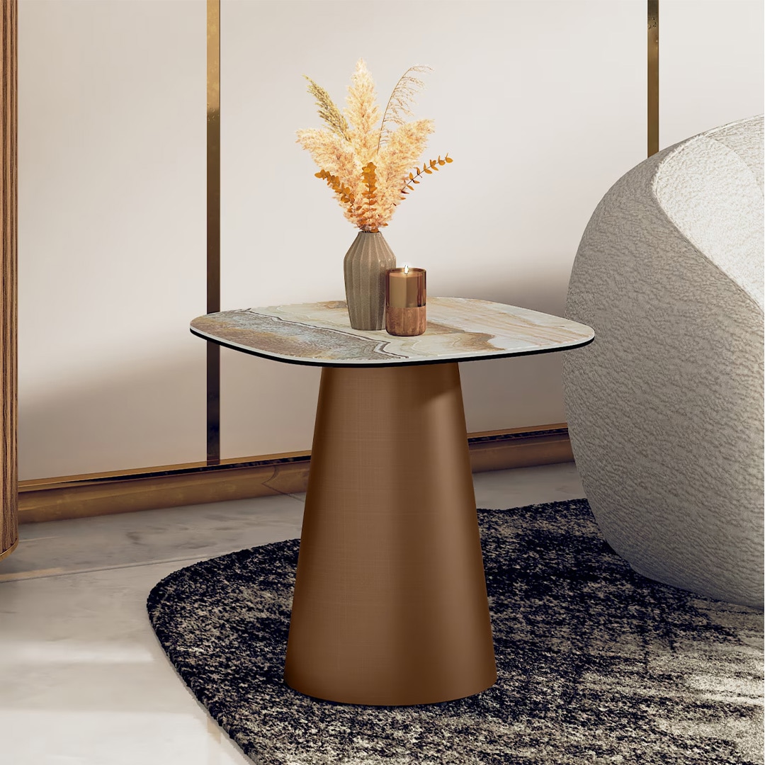 Aeris Metal Side Table in Jupiter Spanish Ceramic Finish
