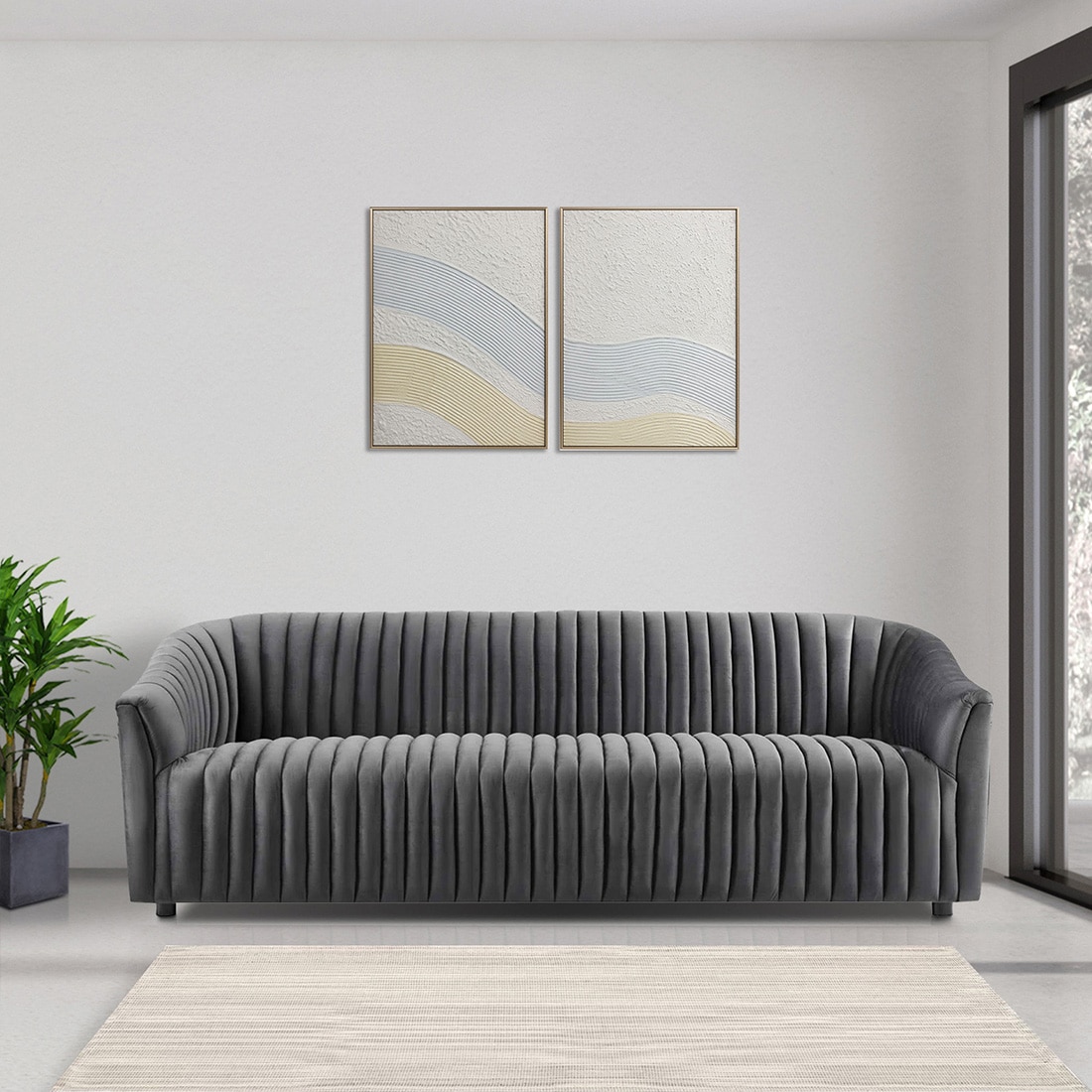 Camro Fabric Sofa (Grey)