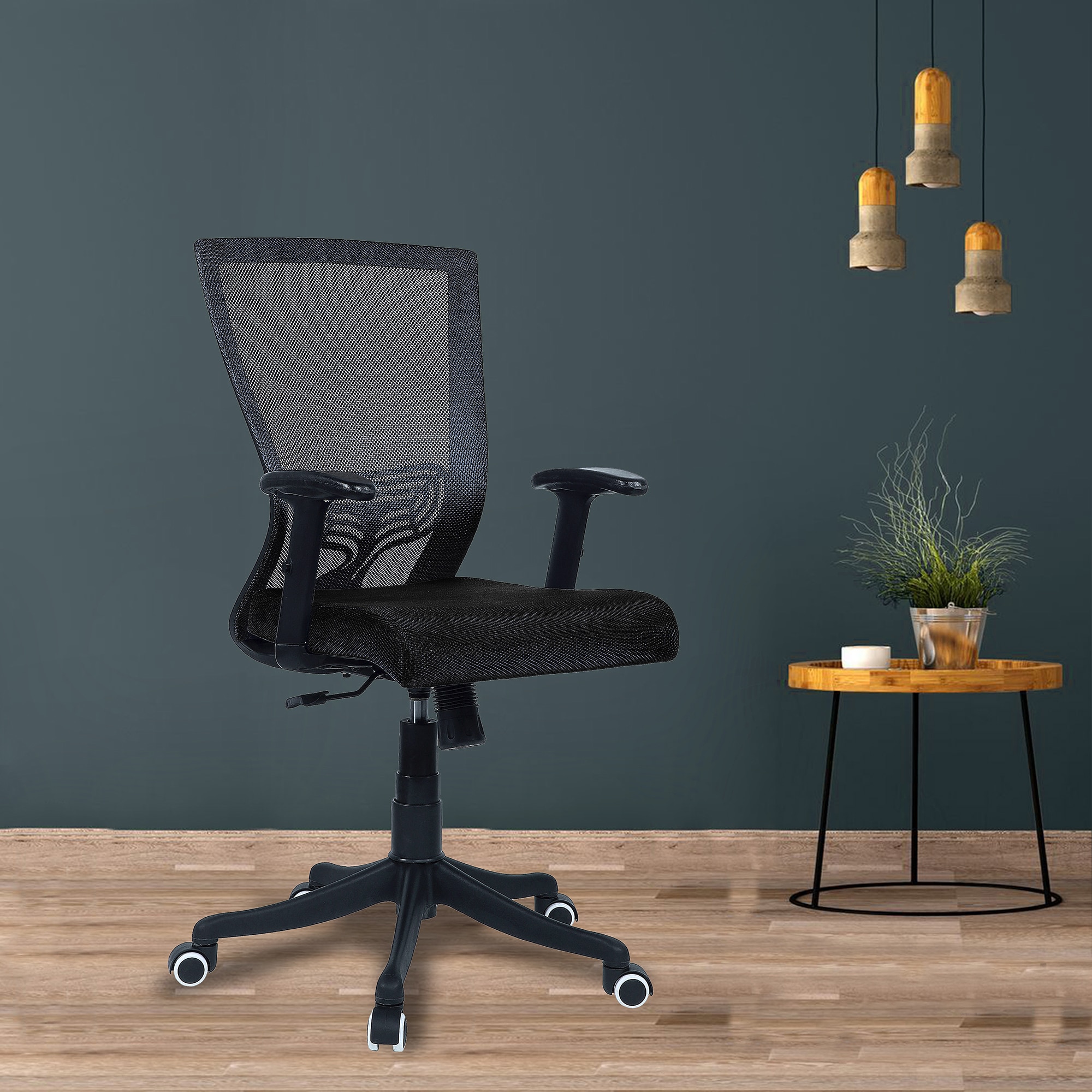 Ebeaony Mid Back Ergonomic Chair in Black Colour