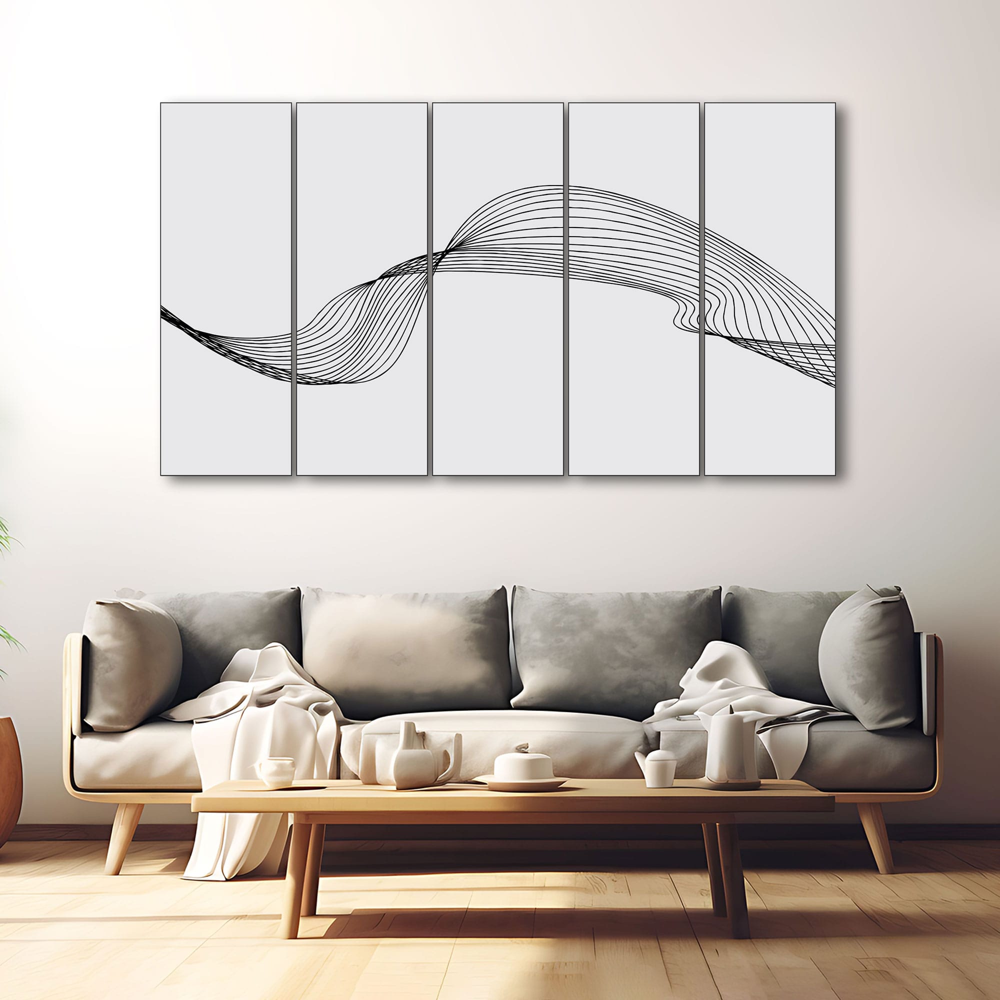 The Castle Decor Abstract Wall Painting Wooden Framed 27x48 Inch for Living Room (Style 1) - The Castle Decor