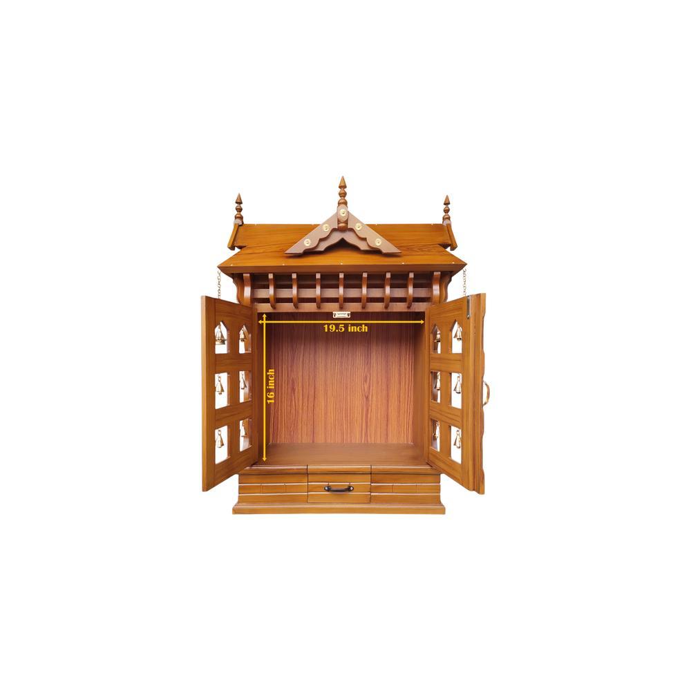 tripti engineered wood prayer unit in teak finish