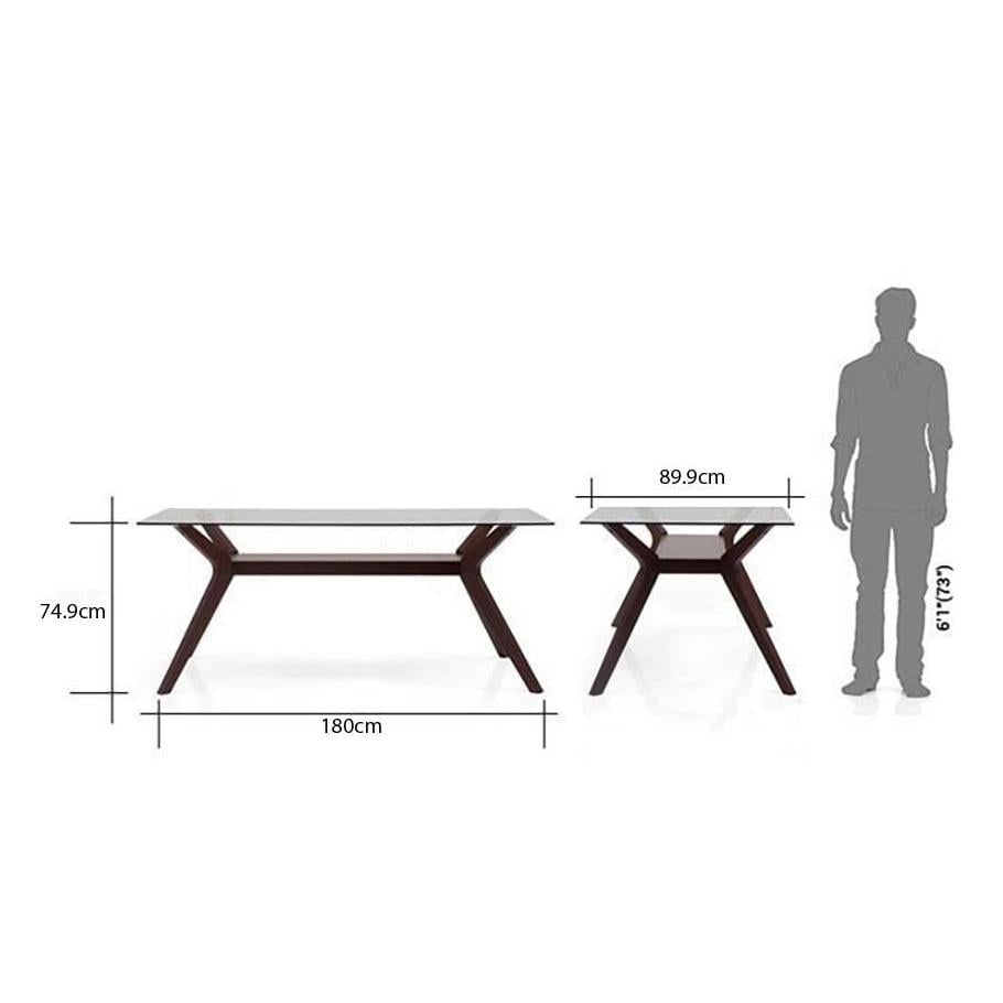 Wesley 6 Seater Dining Table In Dark Walnut Finish
