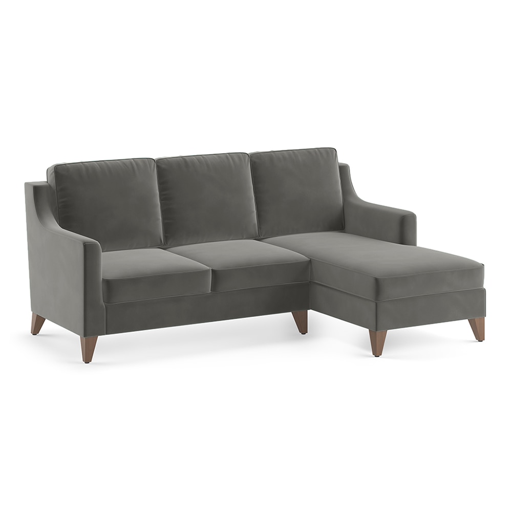 Abbey Sectional Sofa (Colour : Ash Grey Velvet, Cushion : Soft, Seater : Right Aligned 2 Seater + Right Aligned Chaise)