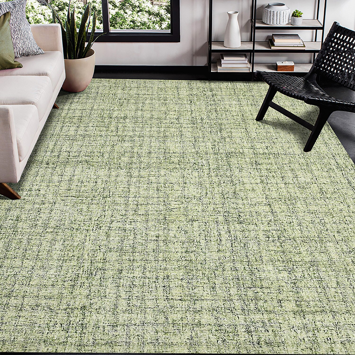 Corinne Apple Green Solid Hand-Tufted Wool 7.5X5 Feet Carpet