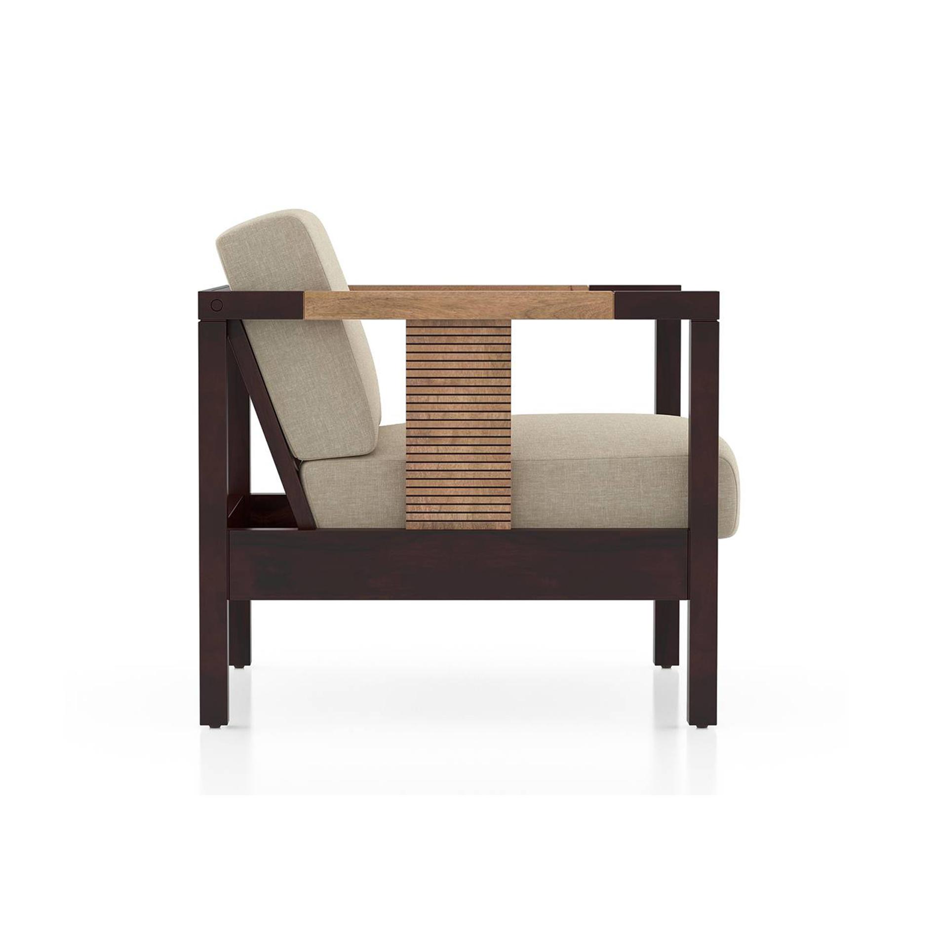 Cairo 1 Seater Wooden Sofa (Macadamia Brown)