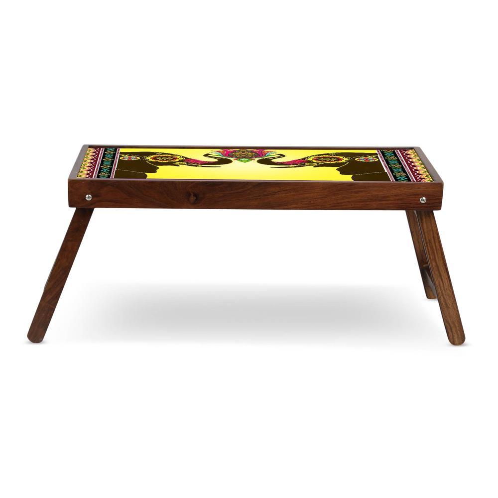 Majestic Tusker Solid Wood Bookshelf and Serving Tray In Multicolour