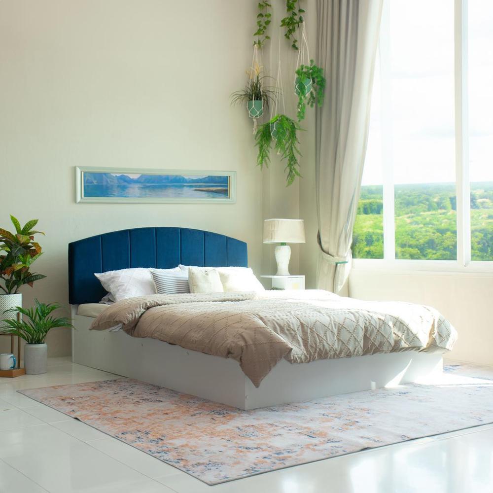 Satya Engineered Wood Queen Size Bed In White Finish