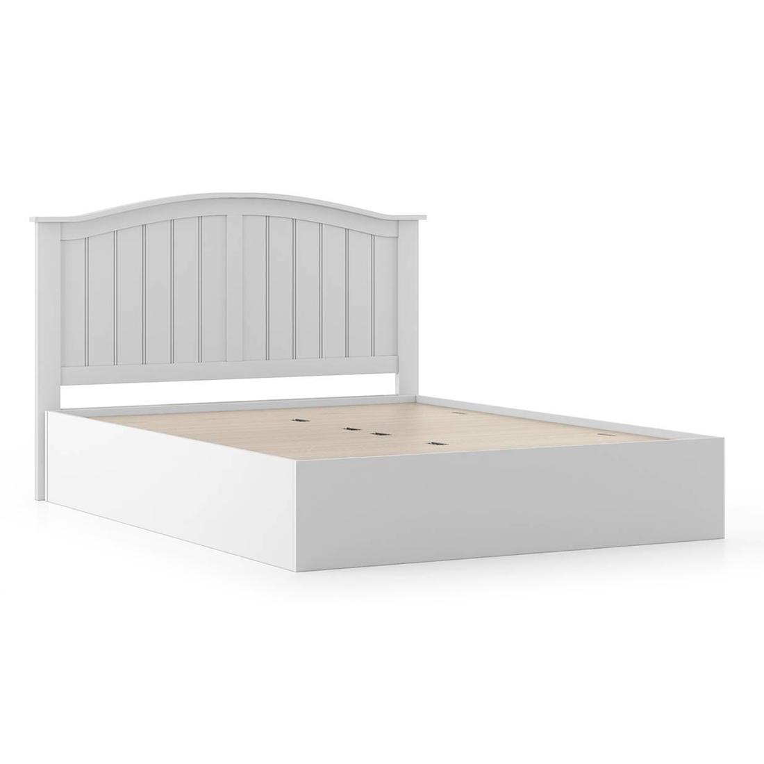 Wichita Solid Wood King Size Box Storage Bed In White Finish