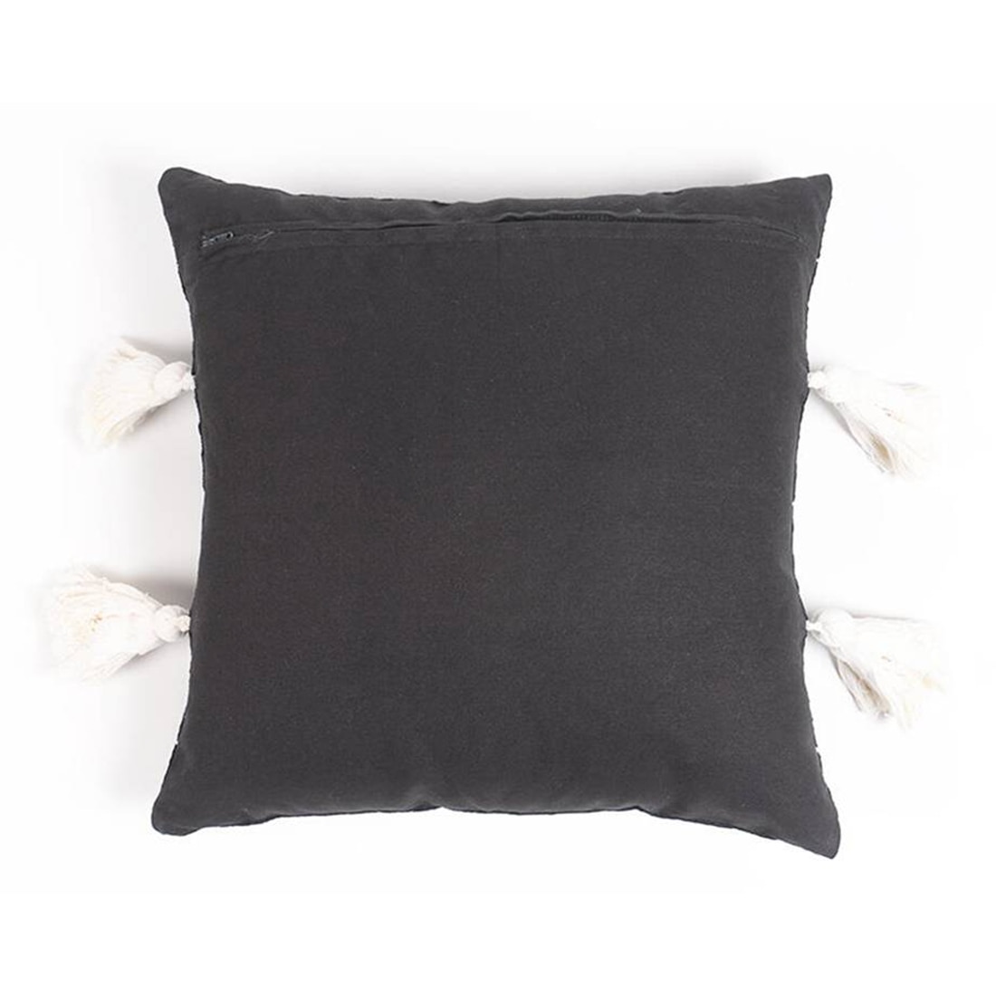Pin Stripe Monochrome Tasseled Cotton Cushion Cover - Urban Ladder