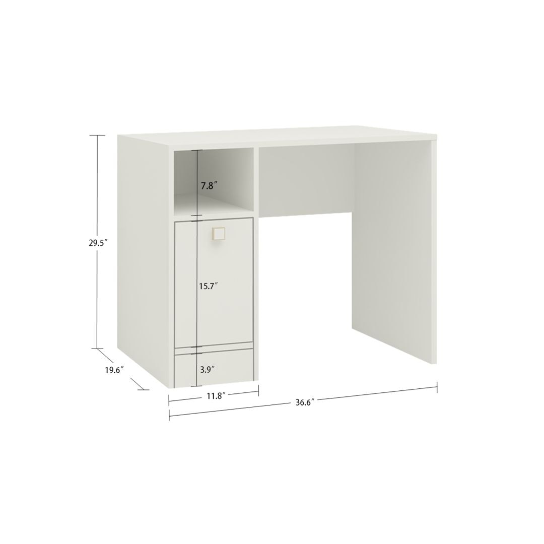 Sonoma Study Desk with Shuttered Cabinet and Open Shelf in Ivory Colour