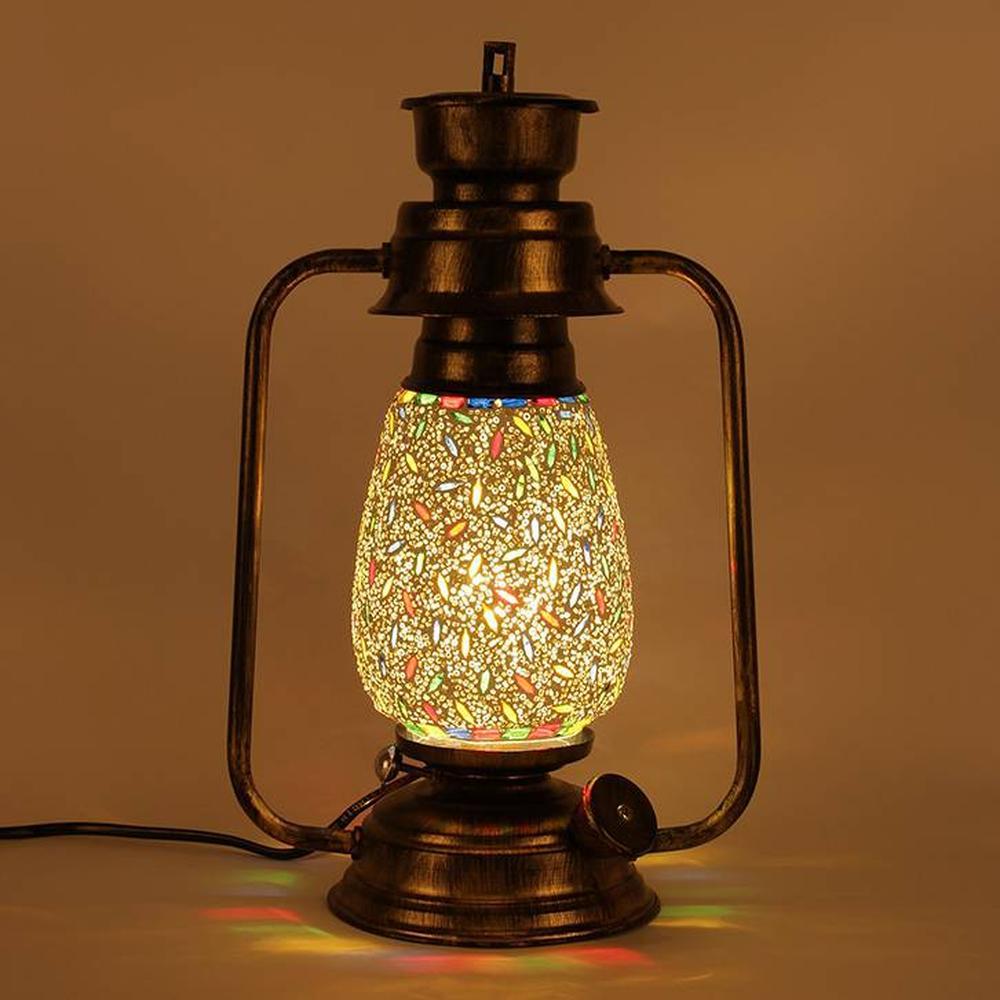 Bradford MultiColour Glass Lantern Table Lamp