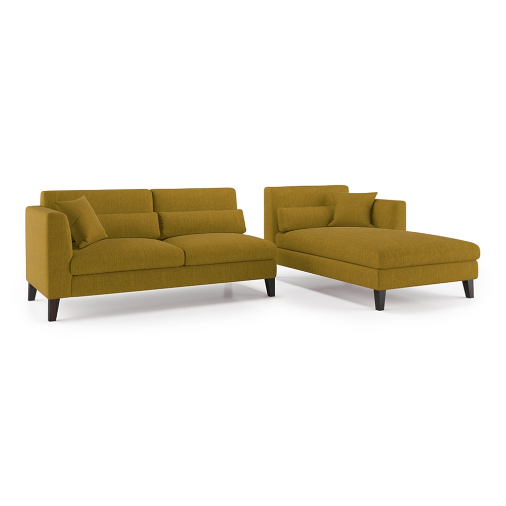 Lewis Sectional Sofa (Colour : Olive Green, Cushion : Soft, Seater : Right Aligned 3 Seater + Right Aligned Chaise)