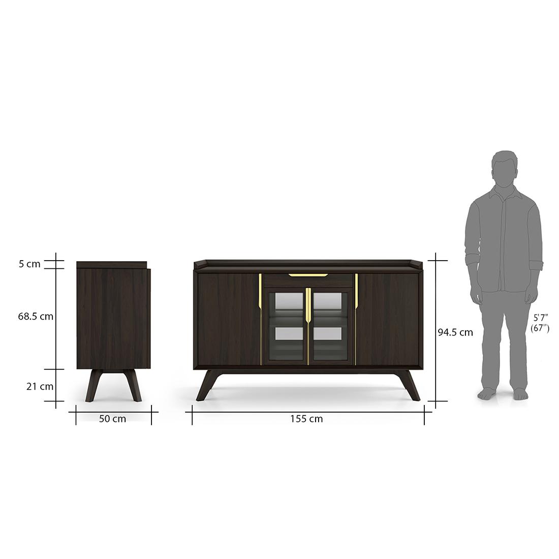 Taarkashi Solid Wood Bar Cabinet in American Walnut Finish