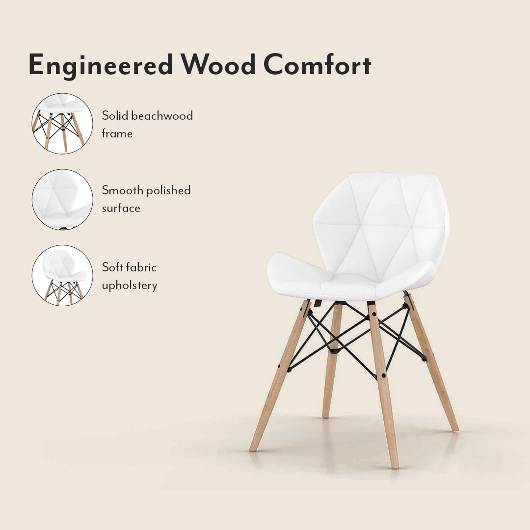 Nobu 6 Seater Glass Top Dining Table With Set Of 6 Ormond Chairs (Colour- White, Finish- Brown)