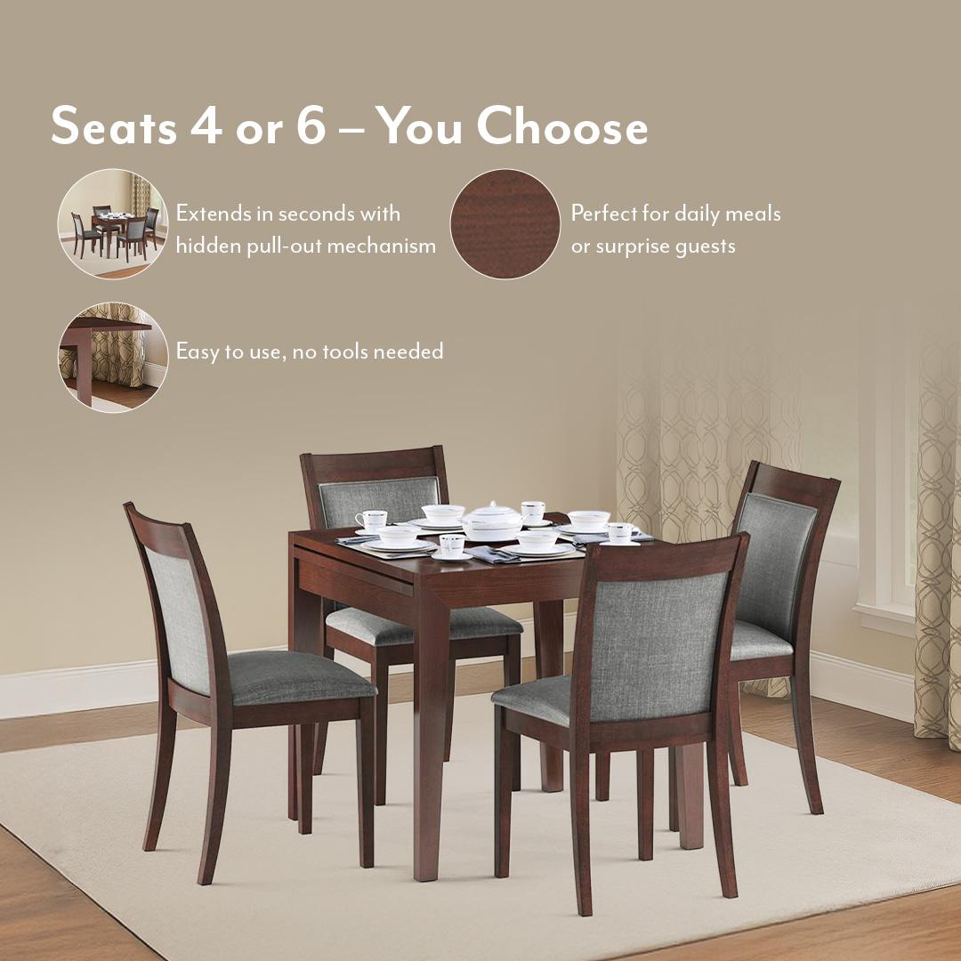 Murphy 6 Seater Dining Table In Dark Walnut Finish