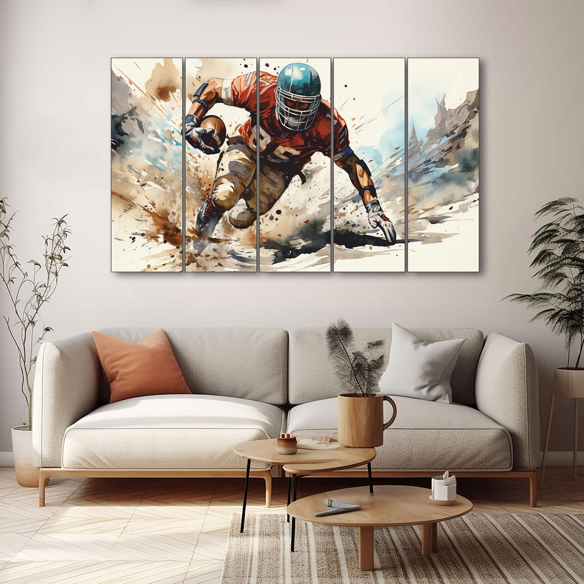 The Castle Decor Rugby Wall Art Set of 5 Digital Painting 27x48 Inch - The Castle Decor