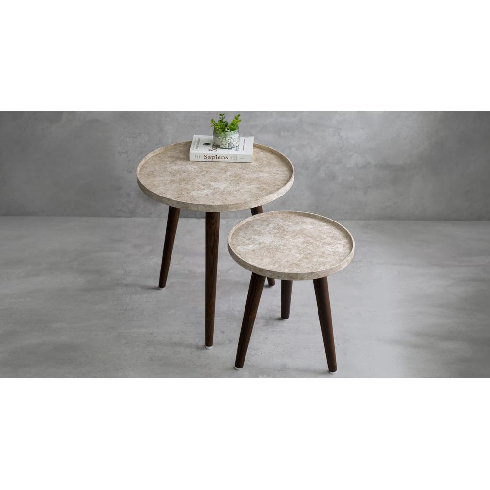 Ethereal Gold Round Nesting Tables with Wooden Legs, Side Tables, Wooden Tables, Living Room Decor by A Tiny Mistake