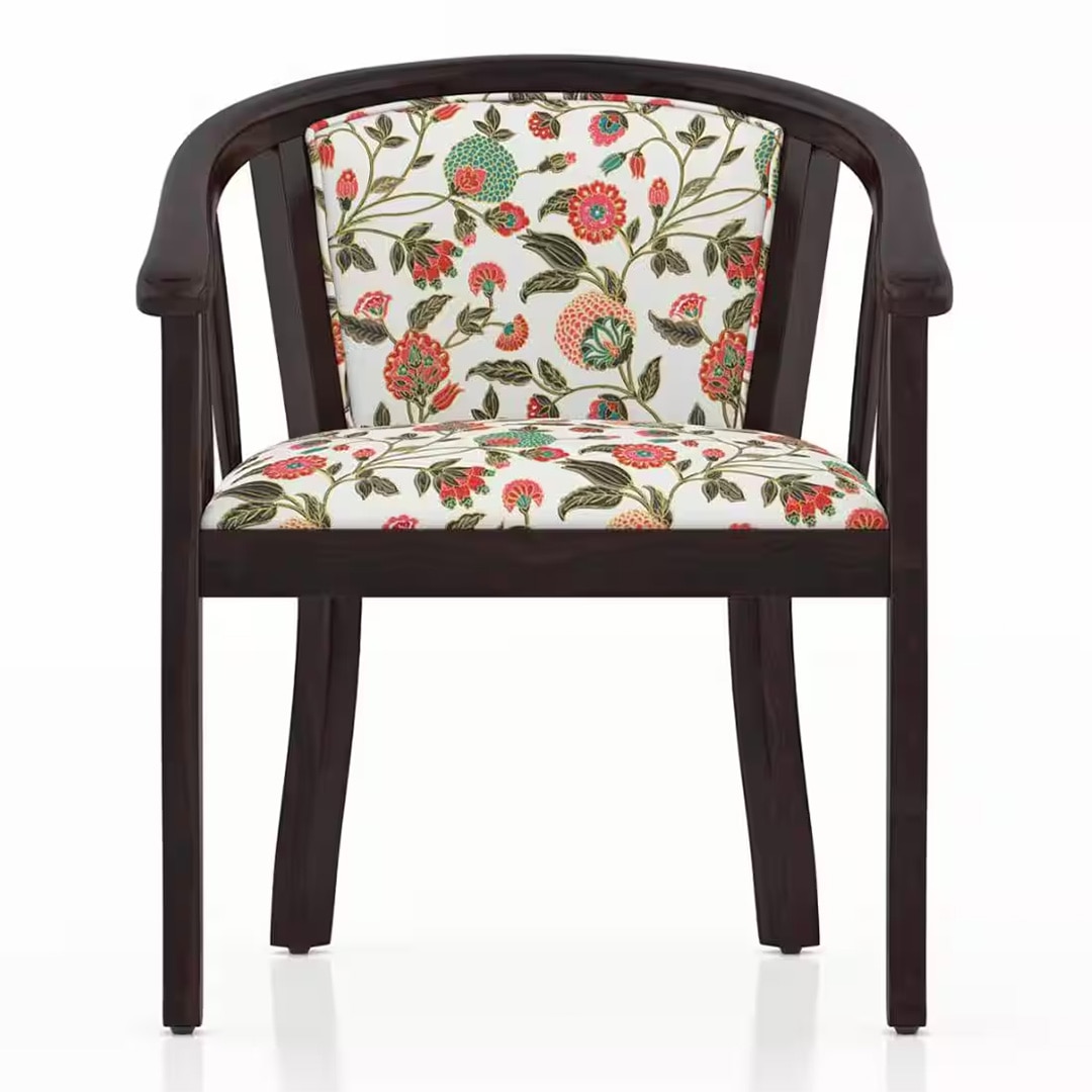 Bella Lounge Chair Finish Mahogany Beige Flora Colour