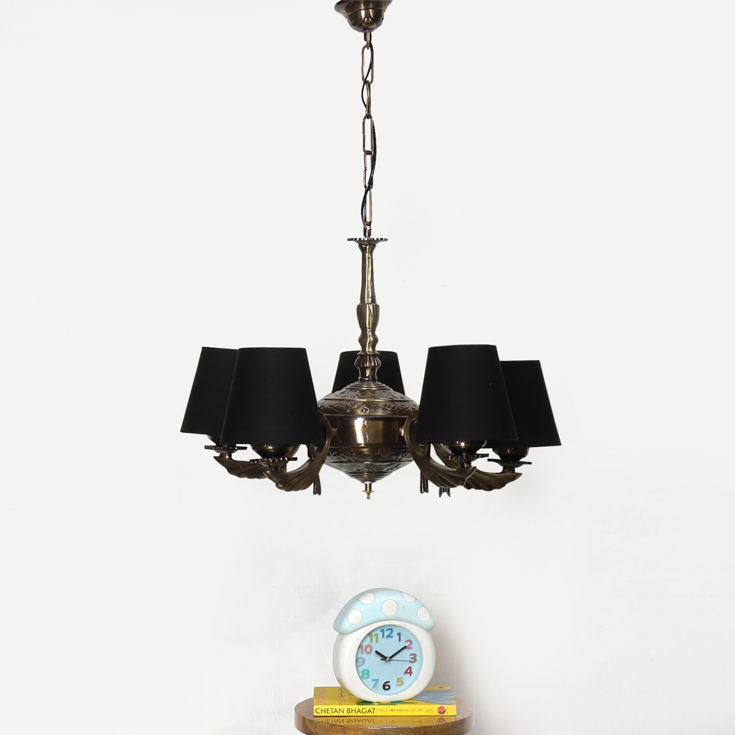 Devansh Steel Wall Mounted Lamp With Black Cotton Shade