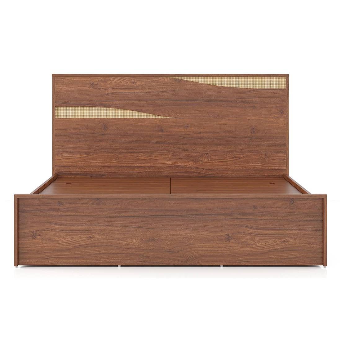 Karya Engineered Wood King Size Box Storage Bed In Wheat Brown Walnut Finish