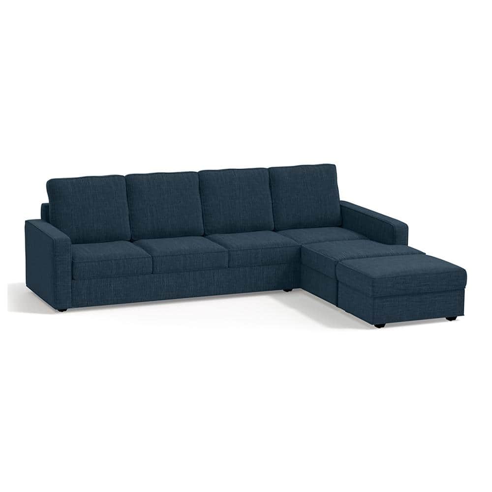 Apollo Sofa (Colour : Indigo Blue, Cushion : Soft, Back Type : High Back, Seating Capacity : Right Aligned 3 Seater + Right Aligned Chaise)