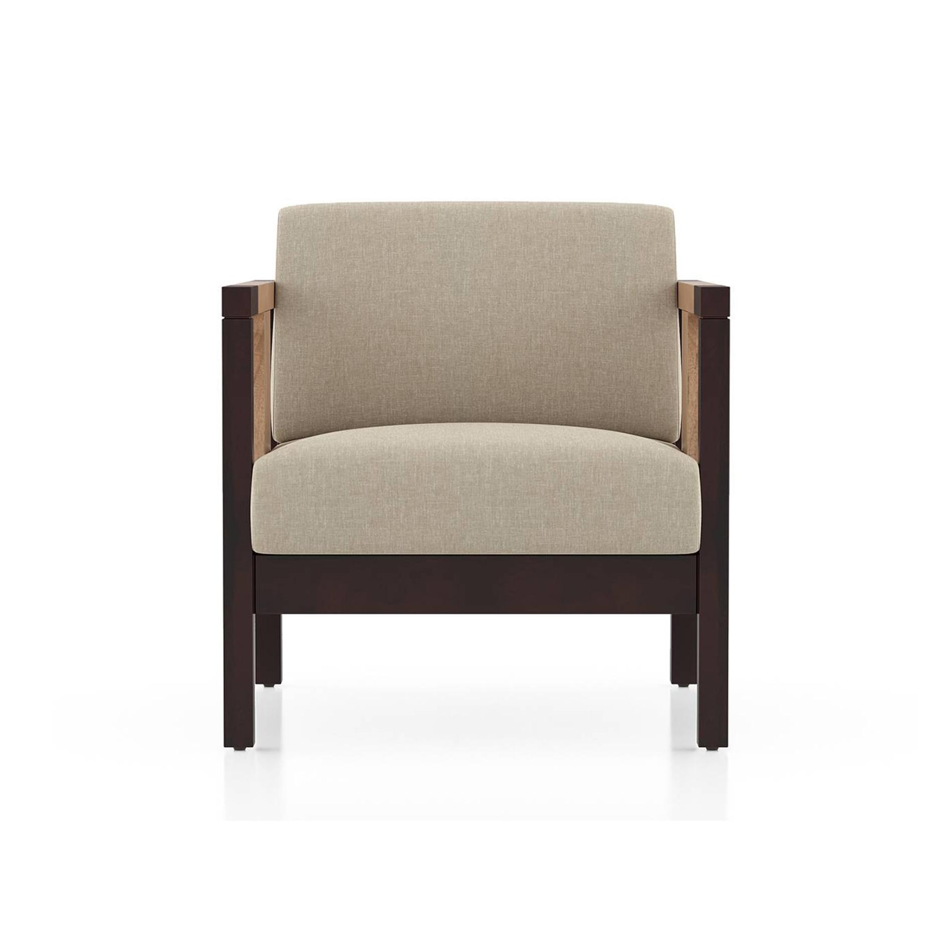 Cairo 1 Seater Wooden Sofa (Macadamia Brown)