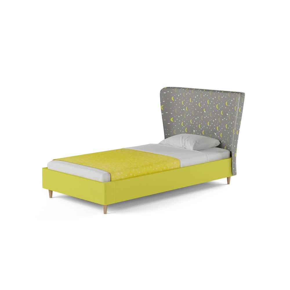 Doodle Engineered Wood Bed in Yellow Colour
