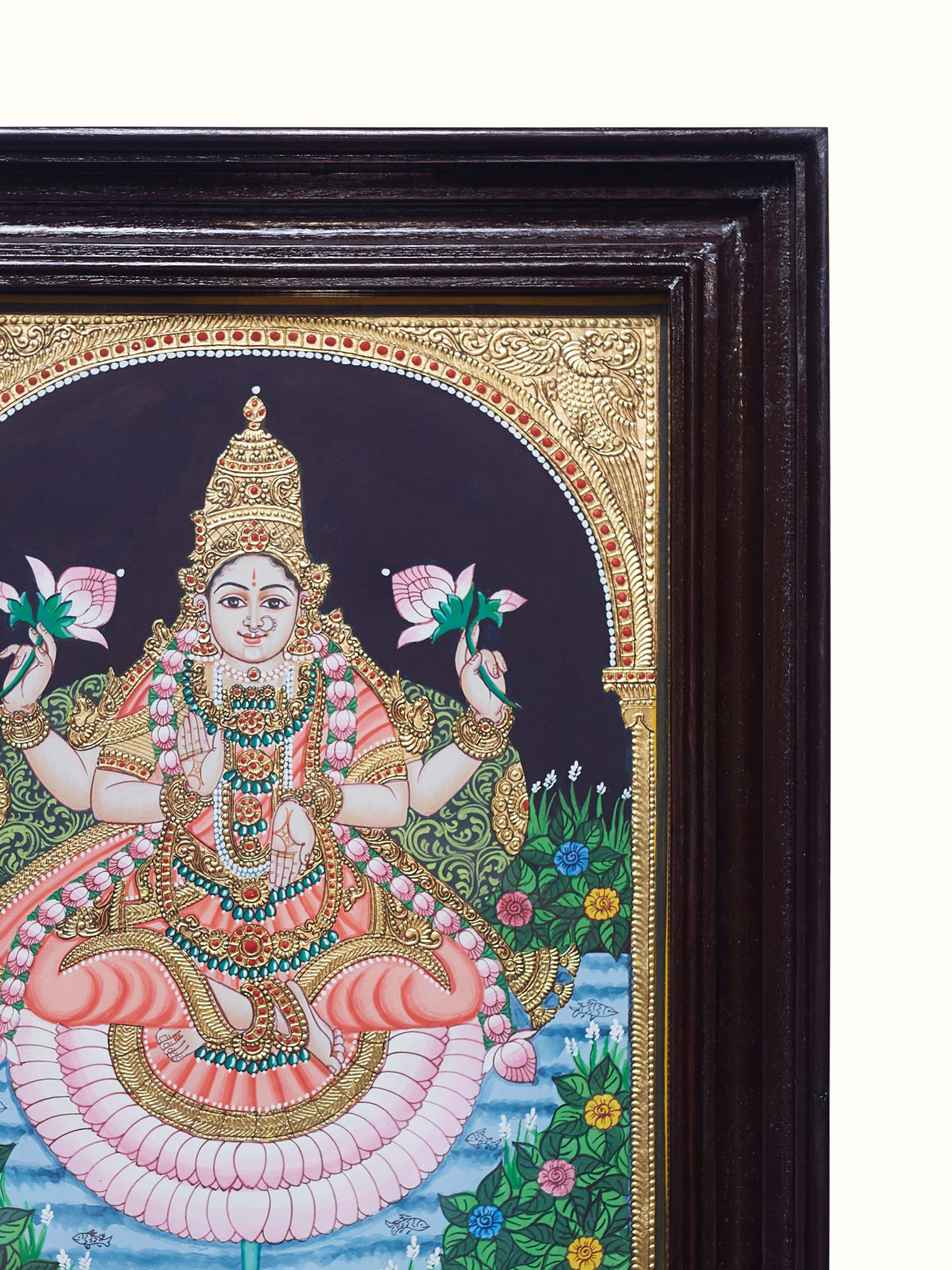 Gaja Lakshmi Mysore Teak Wood Painting