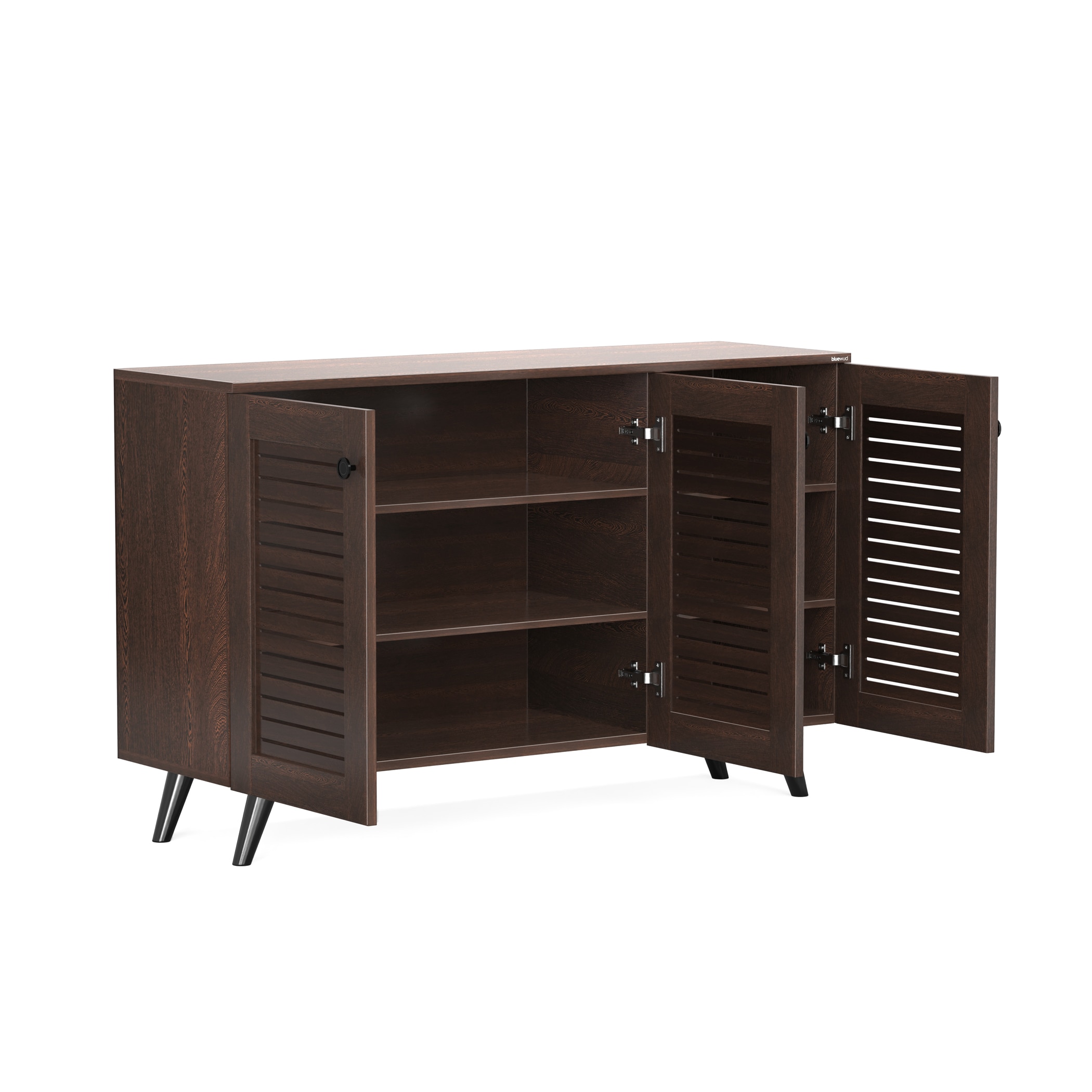 BLUEWUD Carlem Engineered Wood 3 Doors Shoe Rack Cabinet Slipper Footwear Stand Organizer with Drawer can Store Up to 16 Pairs for Hall Living Room Home Furniture (Wenge)