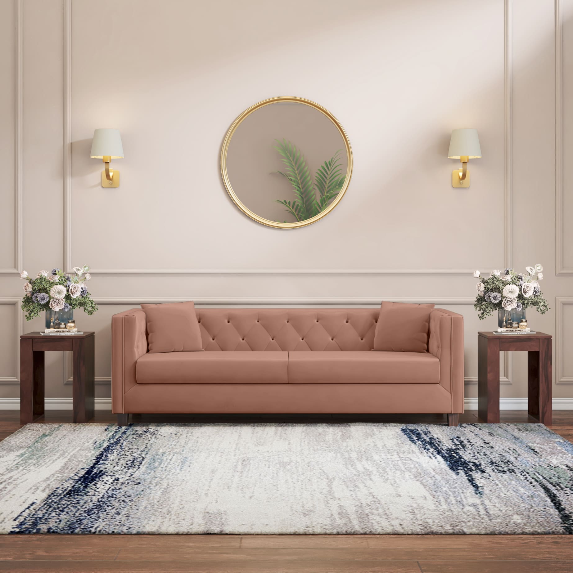 Windsor Premium 3 Seater Fabric Sofa in Mocha Mouse Velvet Colour