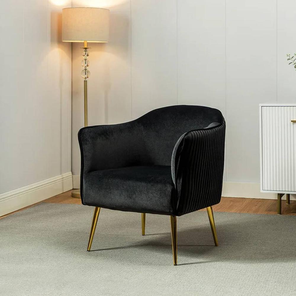Celeo Solid Wood Accent Chair in Black Colour - Home Lifestylez