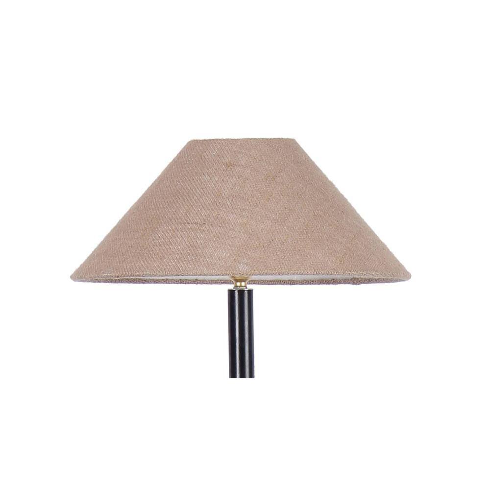 Winifred Beige Natural Fiber Floor Lamp with Black Iron Base