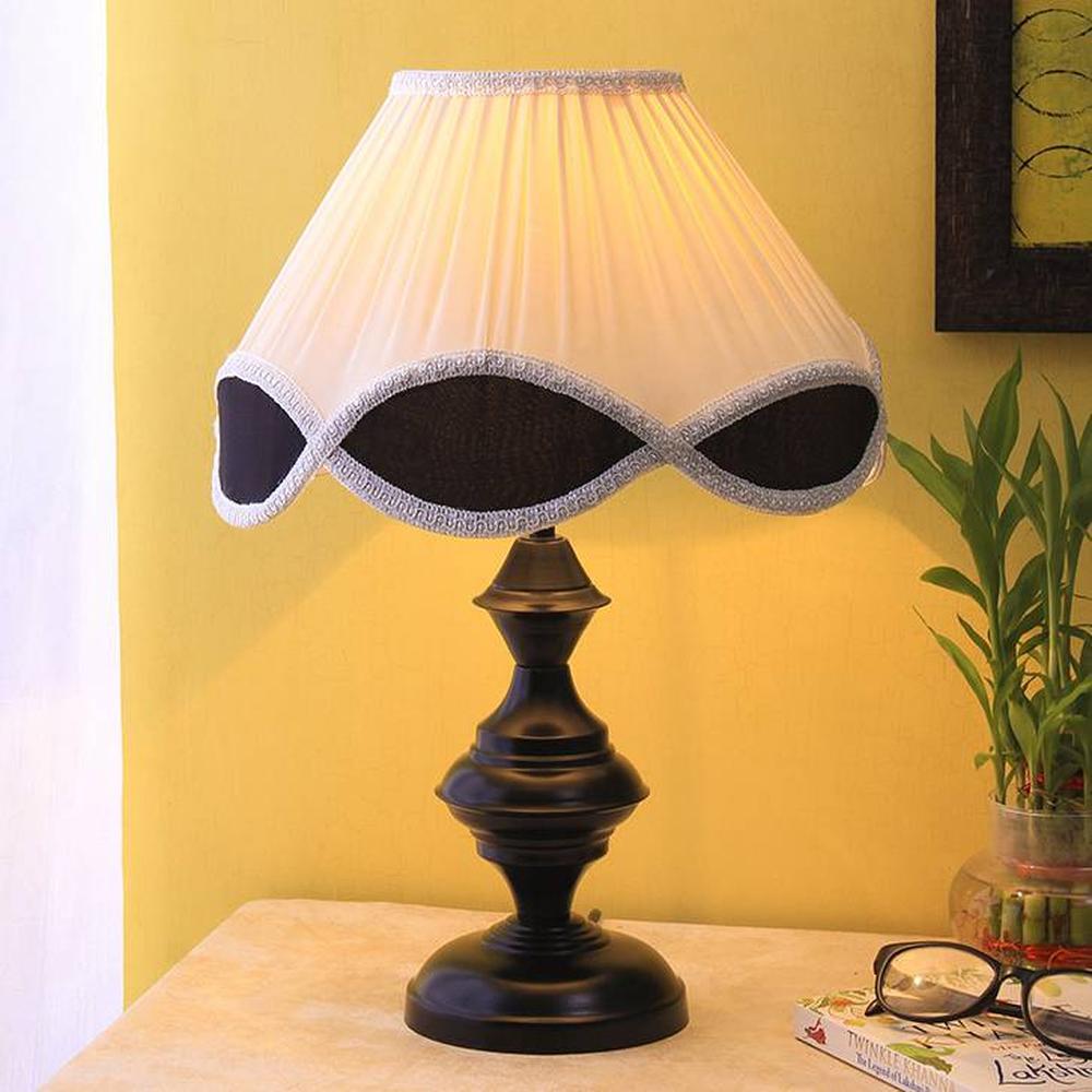Newland Multicolour Fabric Shade Table Lamp with Black Iron Base - Devansh