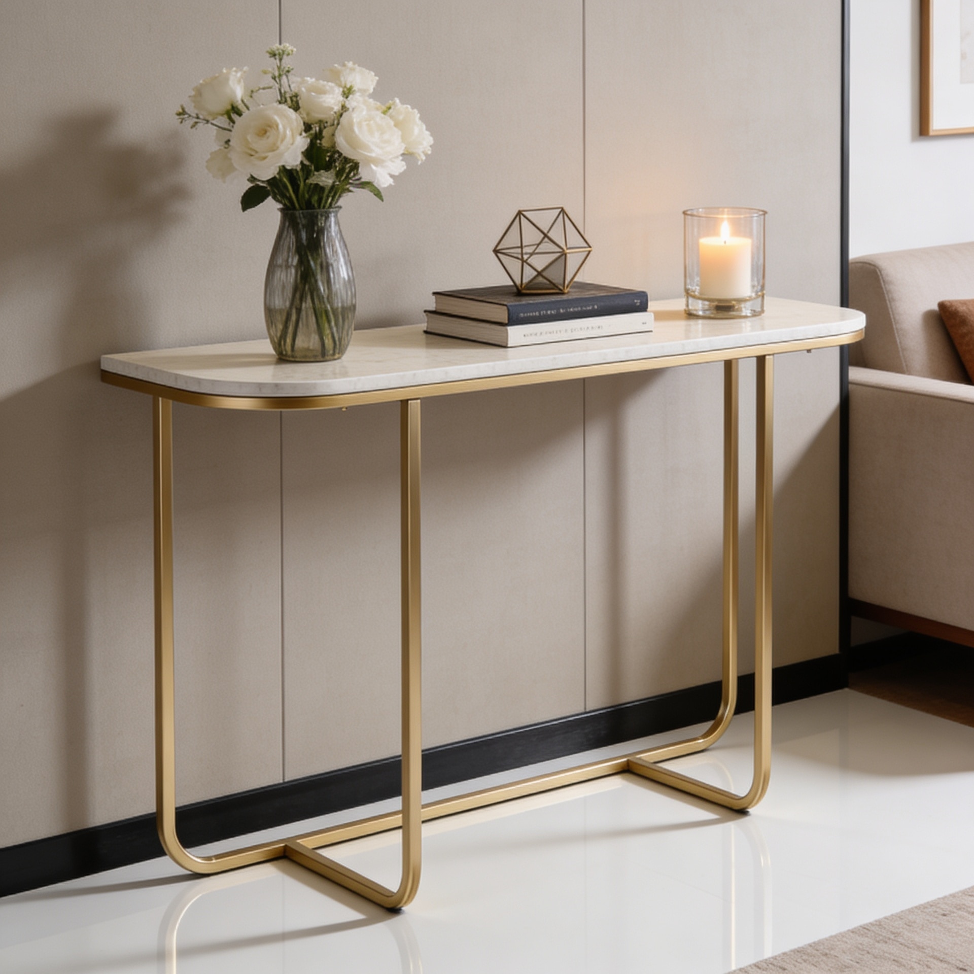 Metal Console Table in Gold Colour