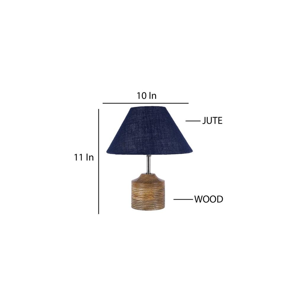 Judy Blue Natural Fiber Shade Table Lamp with Natural Wooden Base