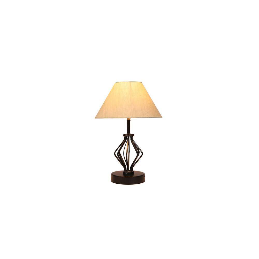 Ariah off-white cotton Table lamp with Iron Base