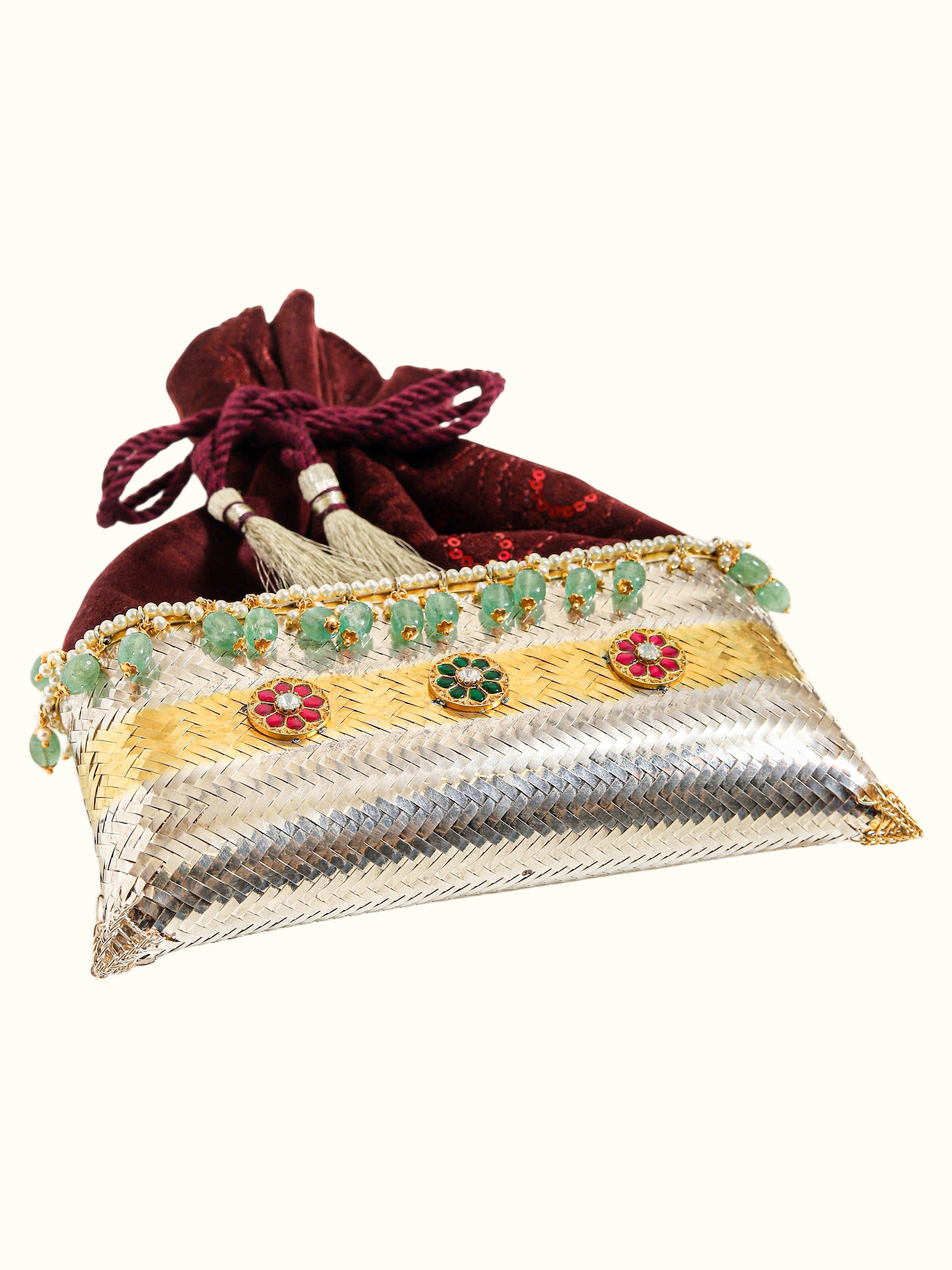 Silver Smithing Two-Tone Potli-Style Bag