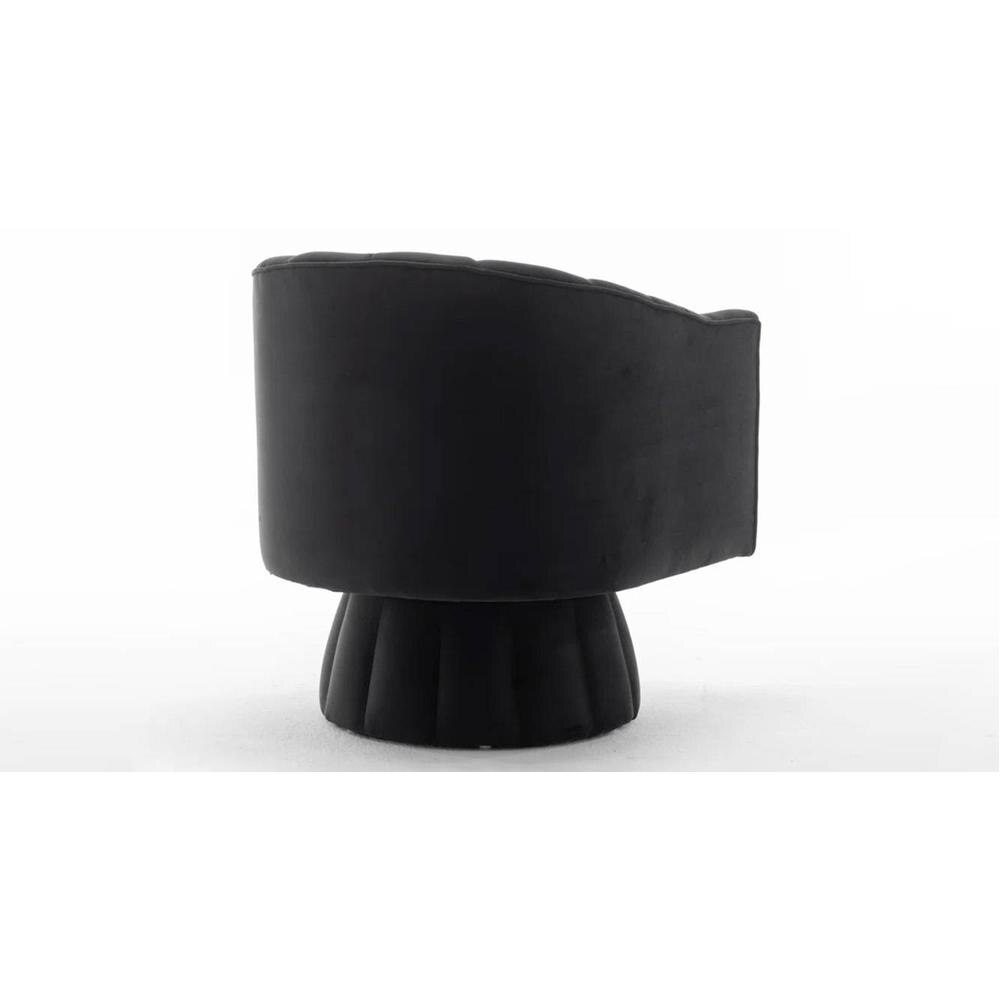 Morrow Swivel Solid Wood Round Chair in Black Colour