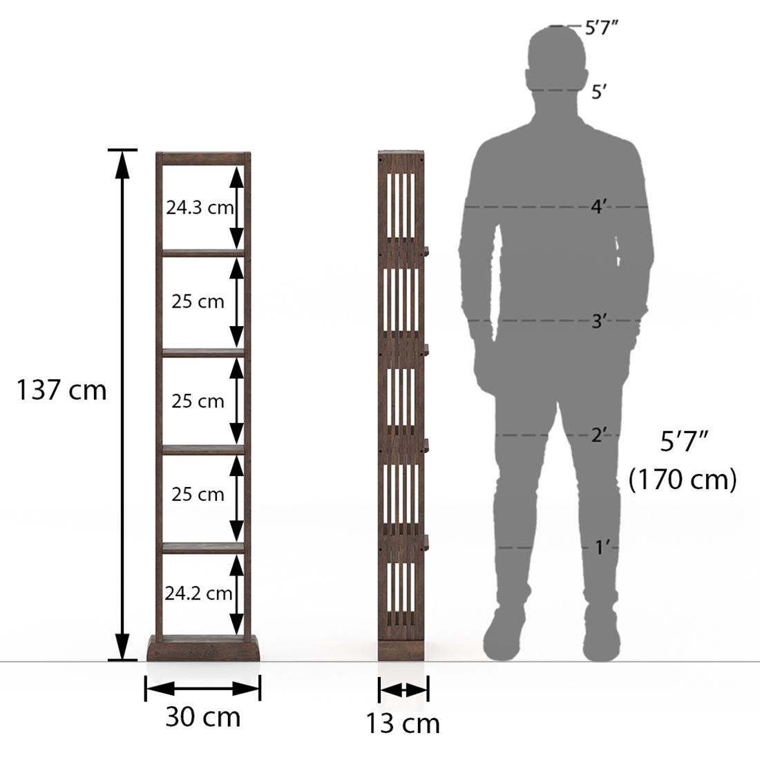 Babylon Solid Wood Bookshelf in Walnut Finish