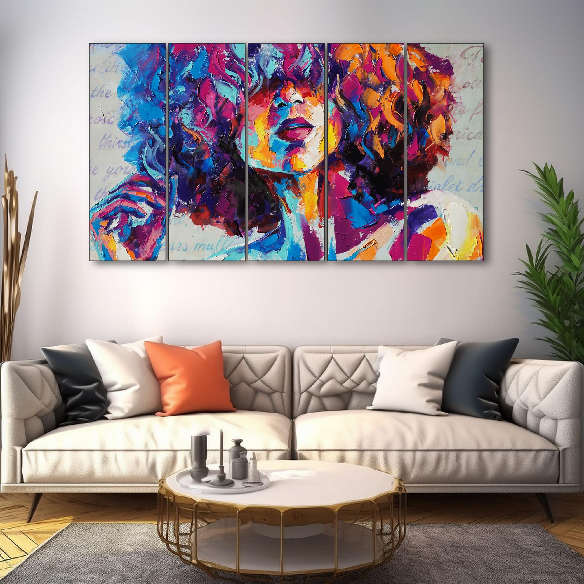 The Castle Decor Woman Abstract Wall Painting Wooden Framed Digital Painting 27x48 Inch (Style 3) - The Castle Decor