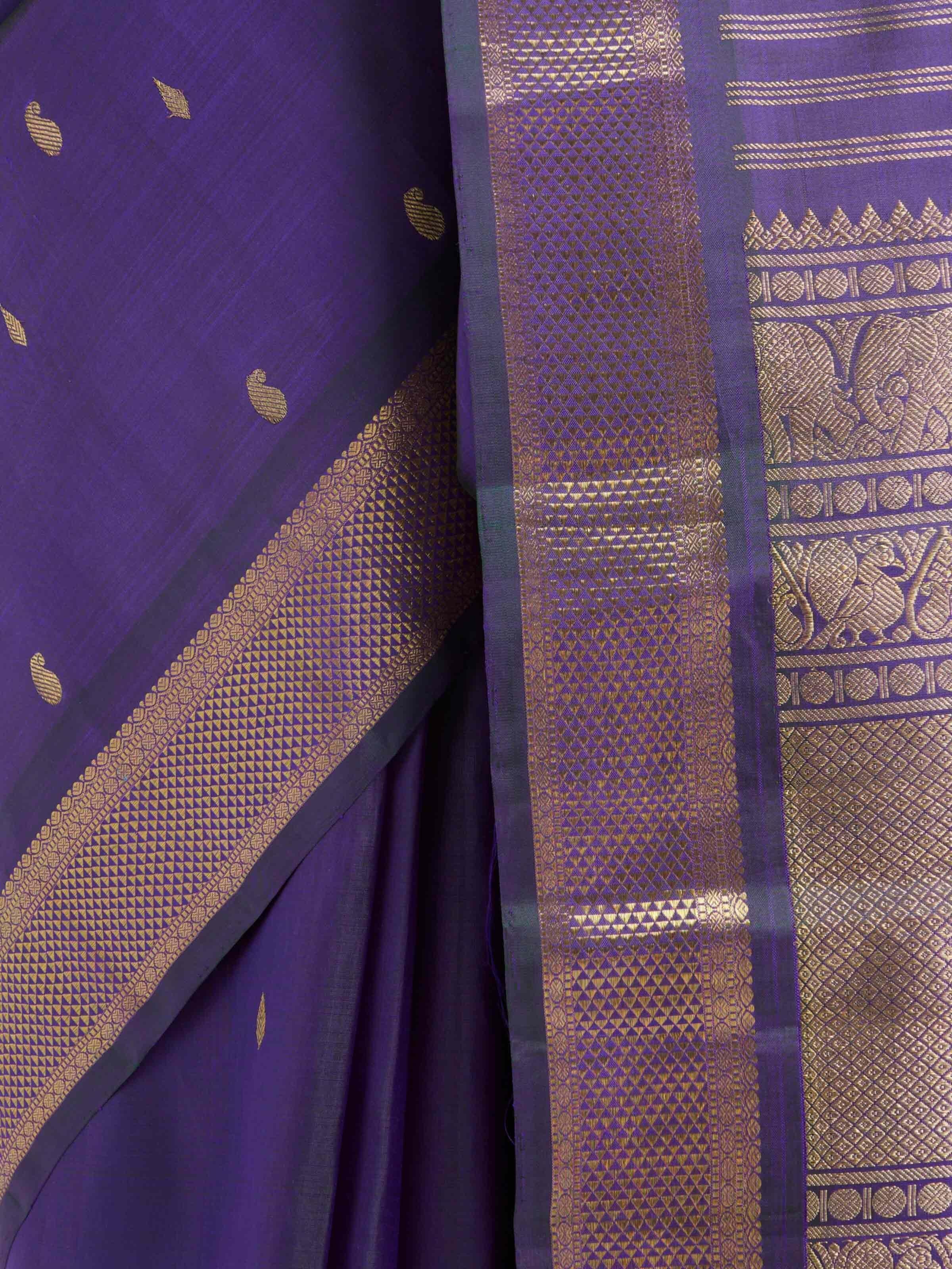 Blue Silk Kancheepuram Handloom Saree