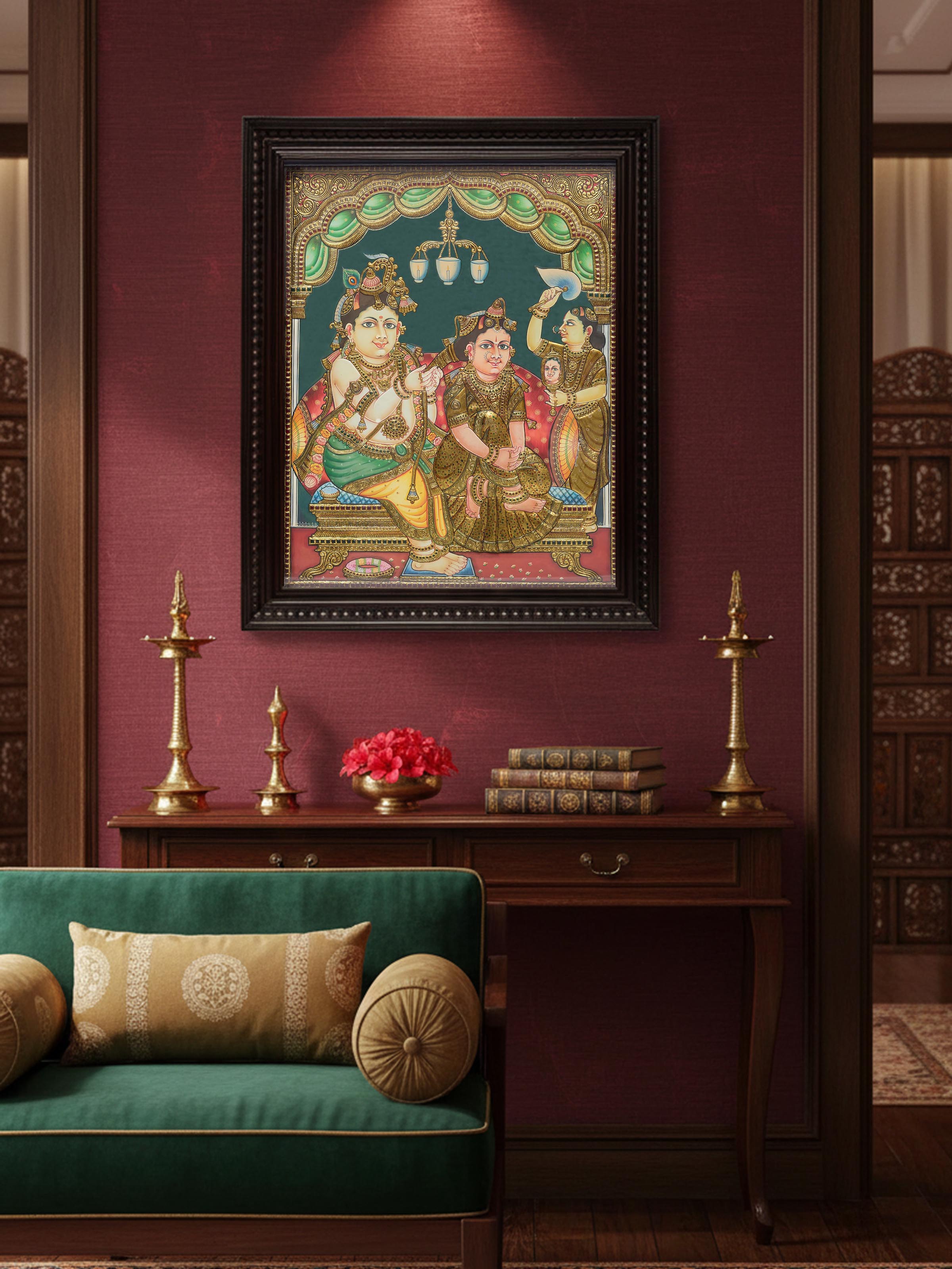 Jadai Thanjavur Teak Wood Painting