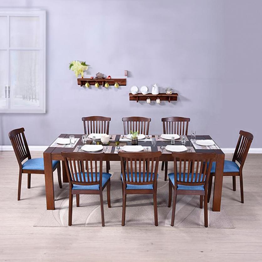 Vanalen Glass 6 To 8 Seater Dining Table In Dark Walnut Finish