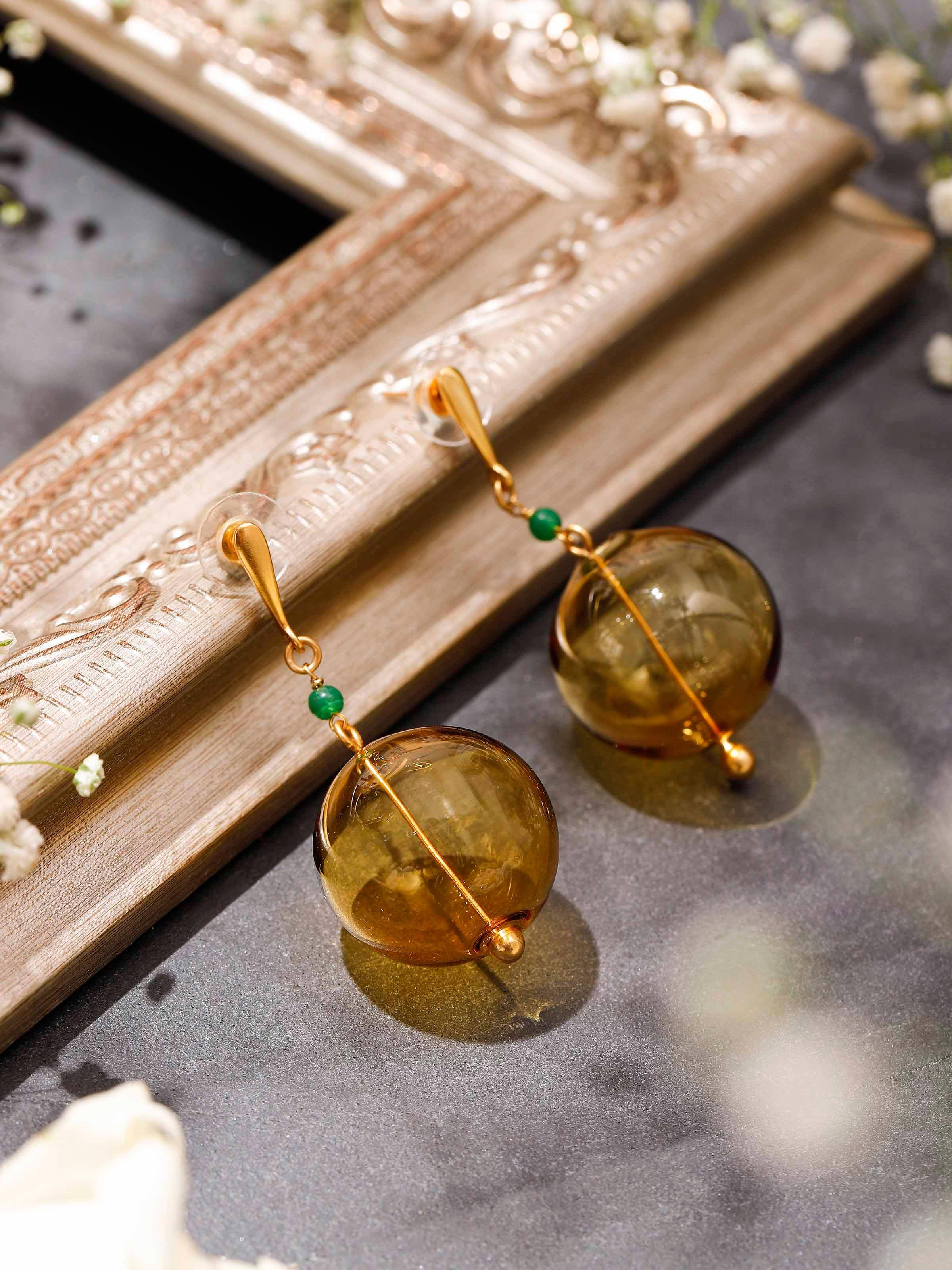 Silver Flame Glass Drop Earrings