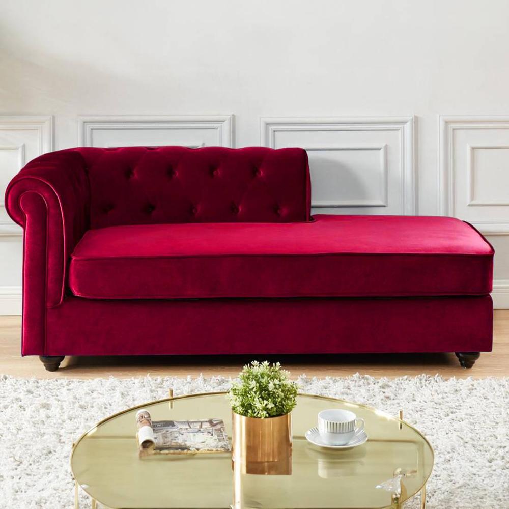 Ease Velvet Chaise Lounger in Maroon Colour - Home Lifestylez