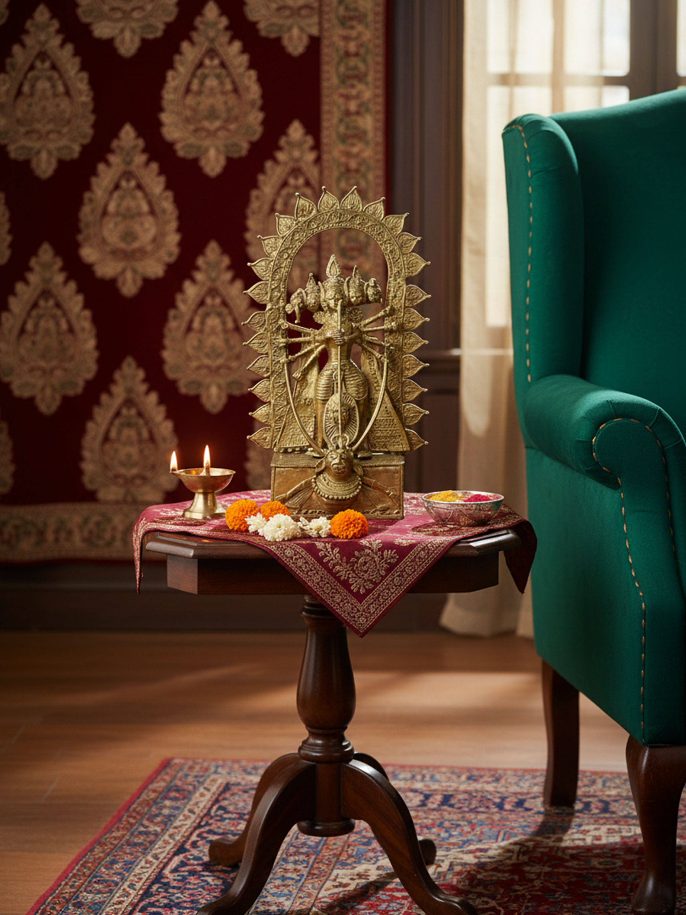 Lifestyle view of Dhokra Brass Goddess Devi Idol